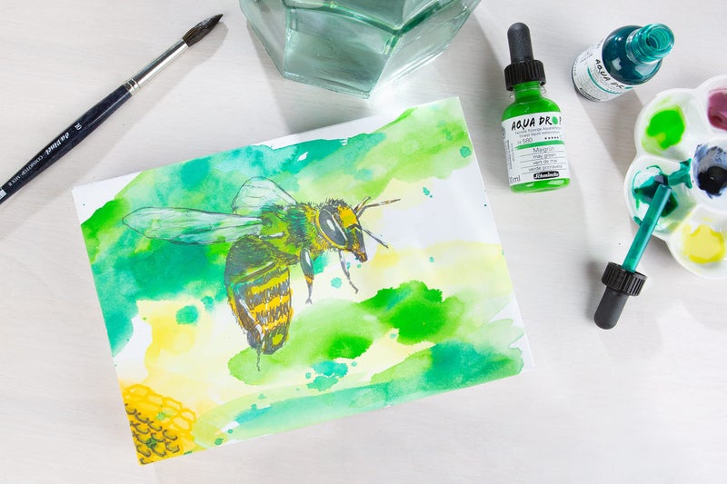 Schmincke - AQUA DROP, liquid, pigment-based watercolour, Indian yellow in 30 ml pipette bottle, 24240034, for watercolorpainting, urban sketching, calligraphy, handlettering, lightfast - Image 3
